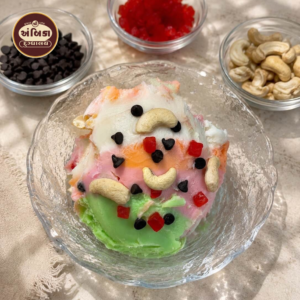 Casata Matho Ahmedabad with colorful fruit and dry fruit toppings