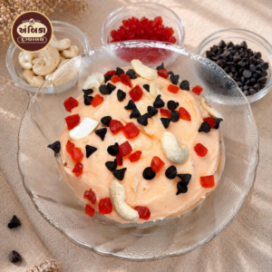 Golden Pearl Matho Ahmedabad with cashews, chocolate chips, and tutti frutti