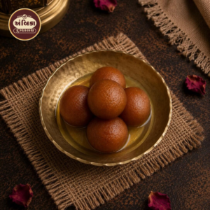 Fresh Gulab Jamun Ahmedabad served warm in sugar syrup, soft, rich, juicy, and made from premium khoya