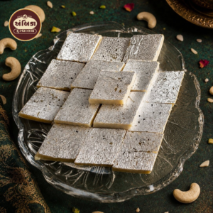 Premium Kaju Katli Ahmedabad made with rich cashews and pure silver varak